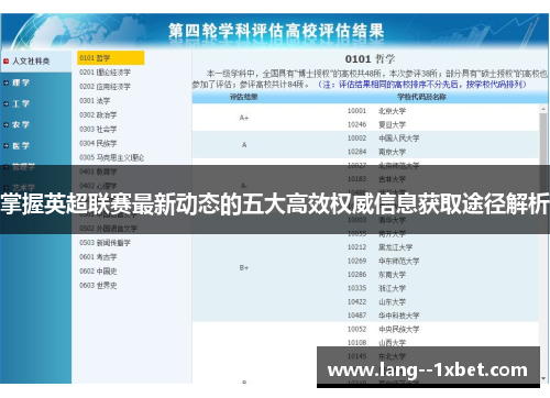 掌握英超联赛最新动态的五大高效权威信息获取途径解析